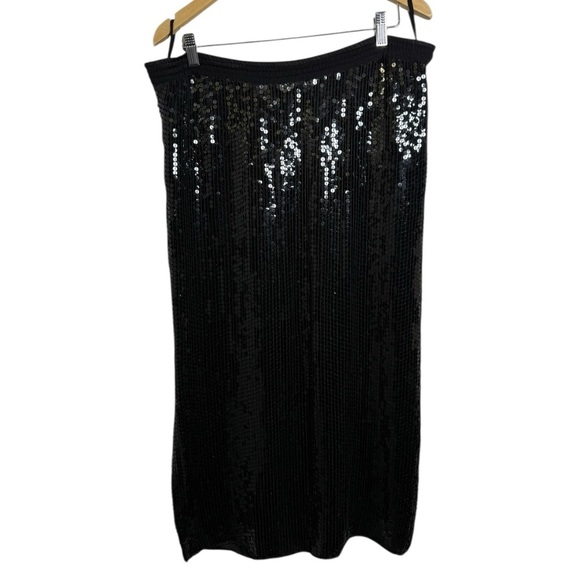 Vintage Silk Sequin Skirt Size Medium Large Black 80s 90s Glam - Picture 8 of 8